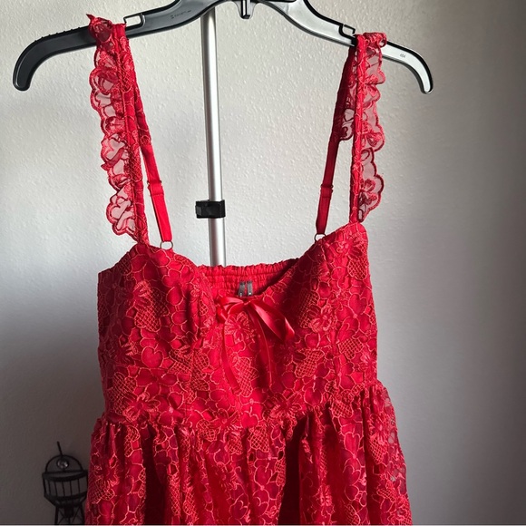 NWT By Anthropologie Ruffle-Strap Corset Lace Mini Dress Sz M - Picture 5 of 13